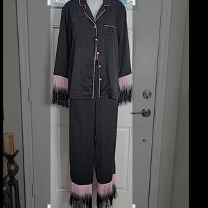 Black and Pink Fringe Pajama Set Size XL